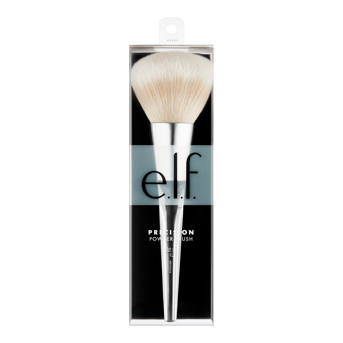 e.l.f. Precision Powder Brush in hand demonstrating ergonomic grip for comfortable control