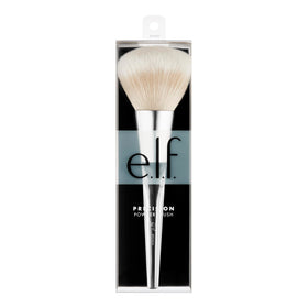 e.l.f. Precision Powder Brush in hand demonstrating ergonomic grip for comfortable control