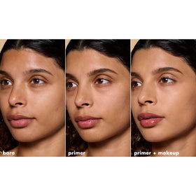 e.l.f. primer applied to cheek before and after demonstrating visible smoothing benefit