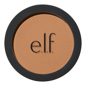 e.l.f. primer-infused bronzer compact front view showing sleek packaging and shade