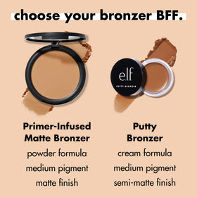e.l.f. bronzer inside a makeup bag suggesting everyday, on-the-go use