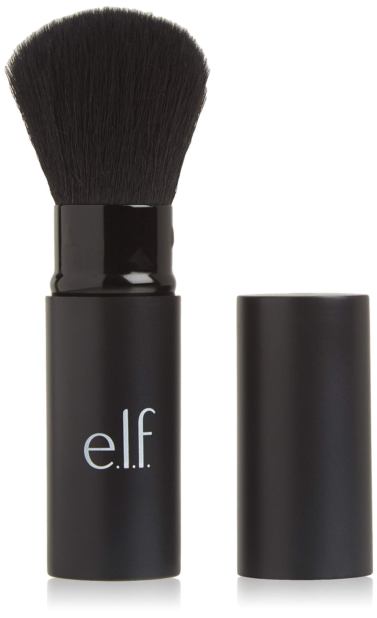 e.l.f. retractable kabuki brush front view showing compact design and travel benefit