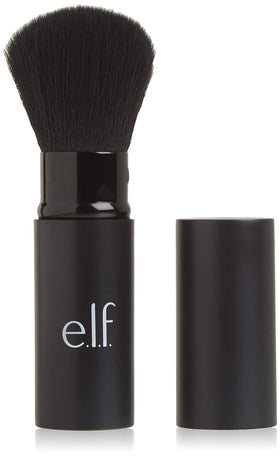 e.l.f. retractable kabuki brush front view showing compact design and travel benefit