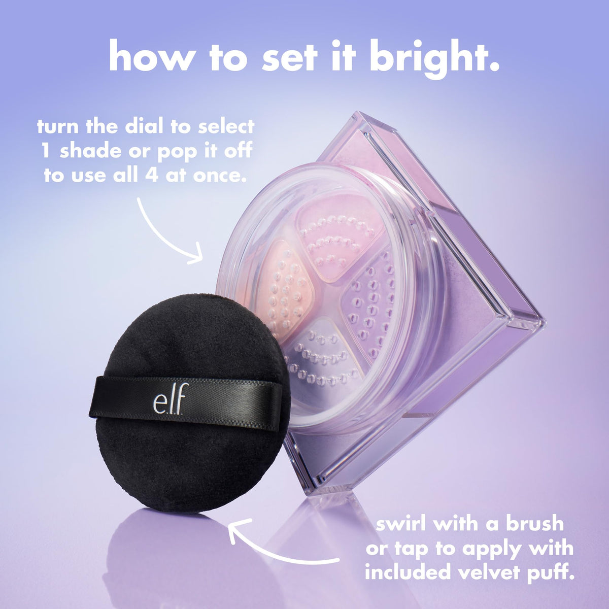 e.l.f. Set it Bright powder texture closeup shows finely milled finish for blurring