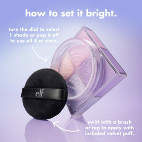 e.l.f. Set it Bright powder texture closeup shows finely milled finish for blurring