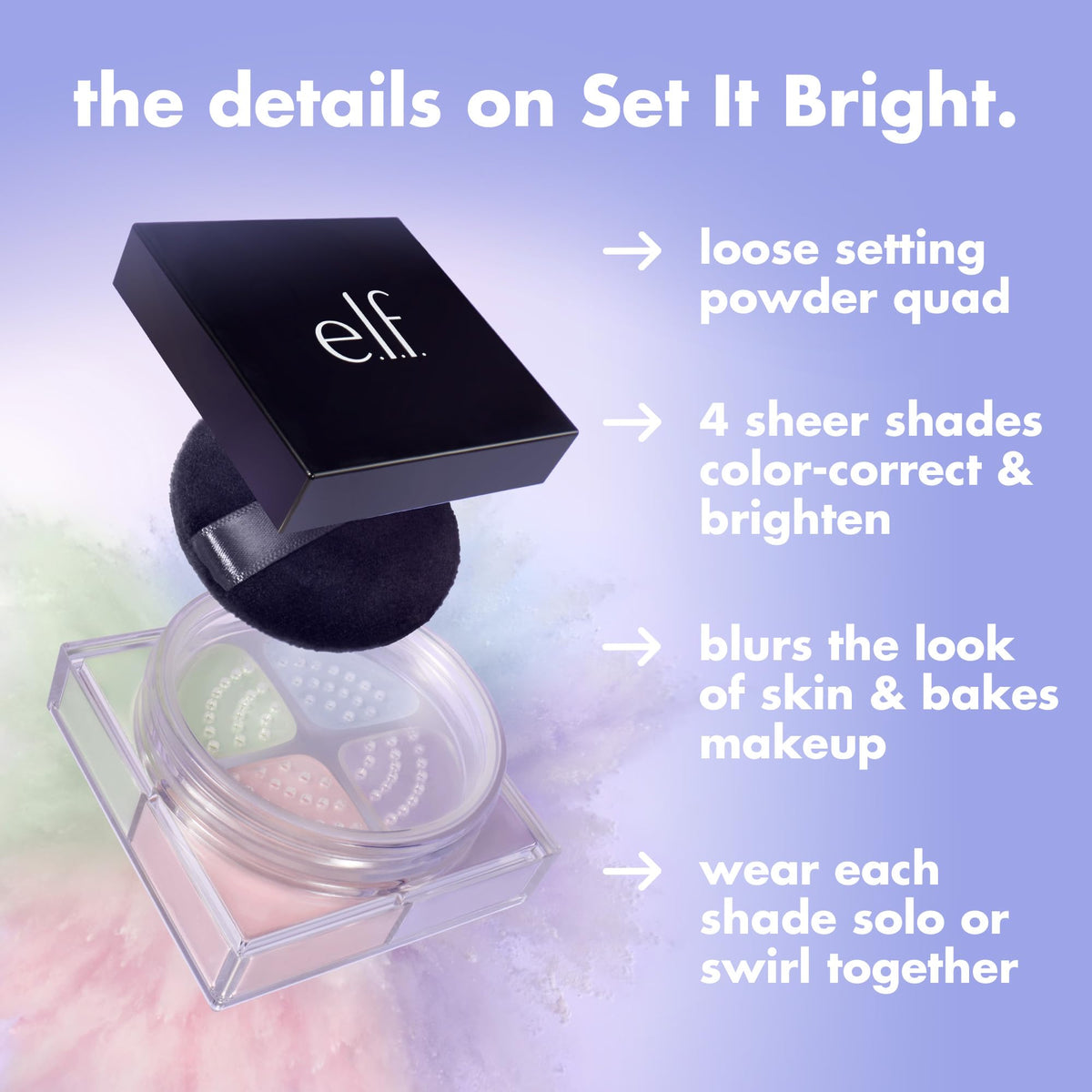 e.l.f. Set it Bright velvet puff detail highlights soft applicator for baking control