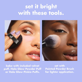 e.l.f. application under eye demonstrating brightening effect and crease control