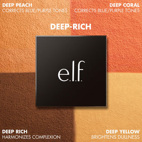 e.l.f. quad open view displaying four powders and dial for customizable color correction benefit