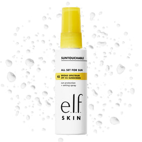 e.l.f. SKIN bottle front packaging showing SPF label and clear spray