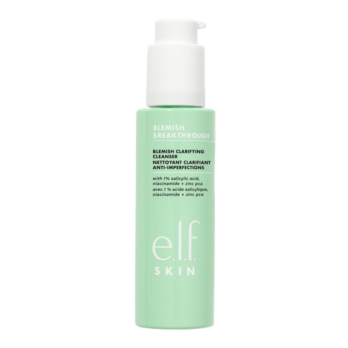 e.l.f. SKIN pump dispensing clear gel texture for gentle cleansing