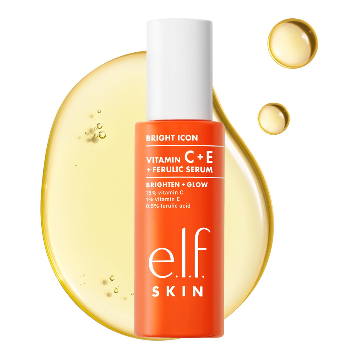 e.l.f. front packaging showing bottle and box, highlights brand and brightening benefits