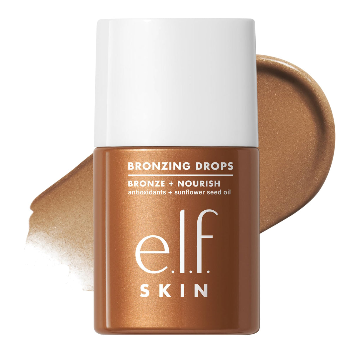 e.l.f. front packaging showing bronzing drops bottle for quick identification and appeal