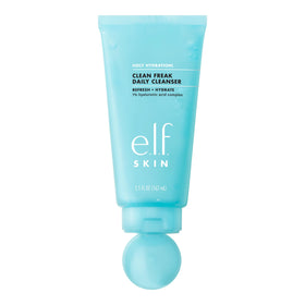 e.l.f. SKIN cleanser staged on bathroom counter to suggest routine and hydration
