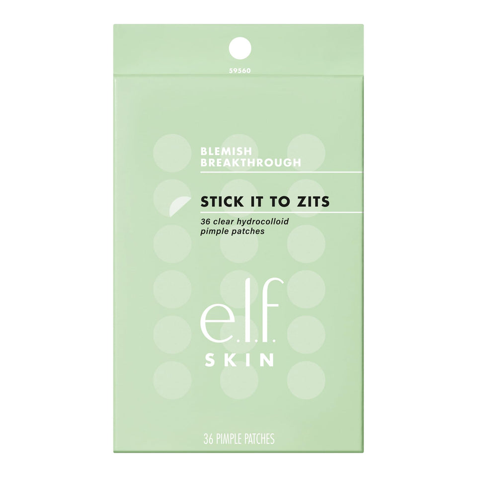 e.l.f. SKIN front packaging displaying 36 hydrocolloid patches and benefits