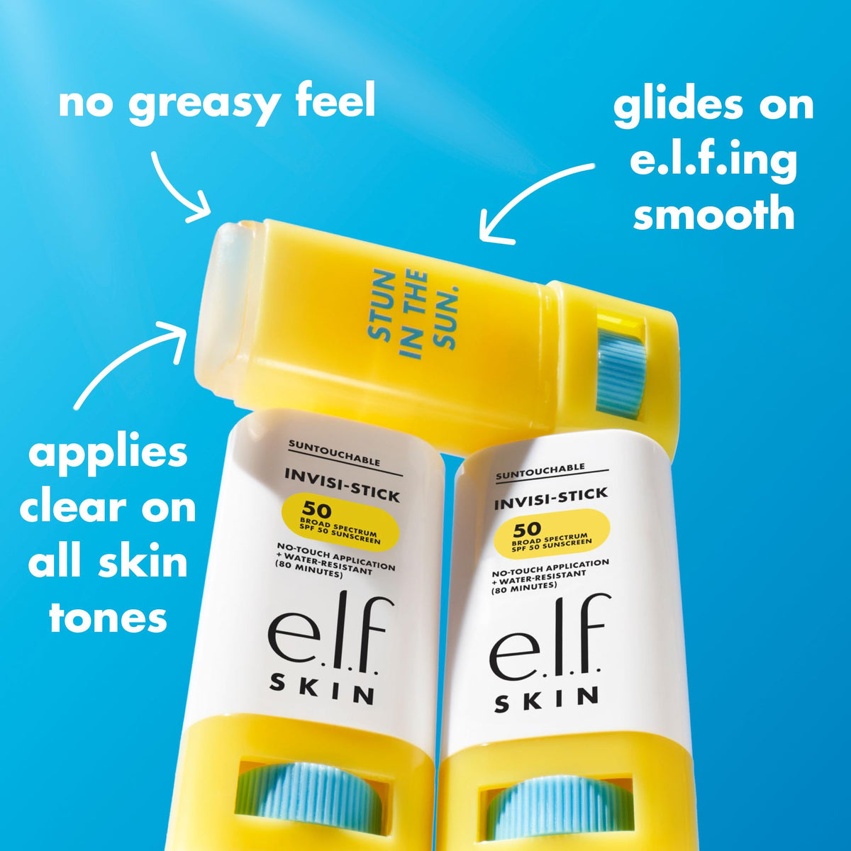 e.l.f. SKIN clear finish swatched on skin showing no white cast