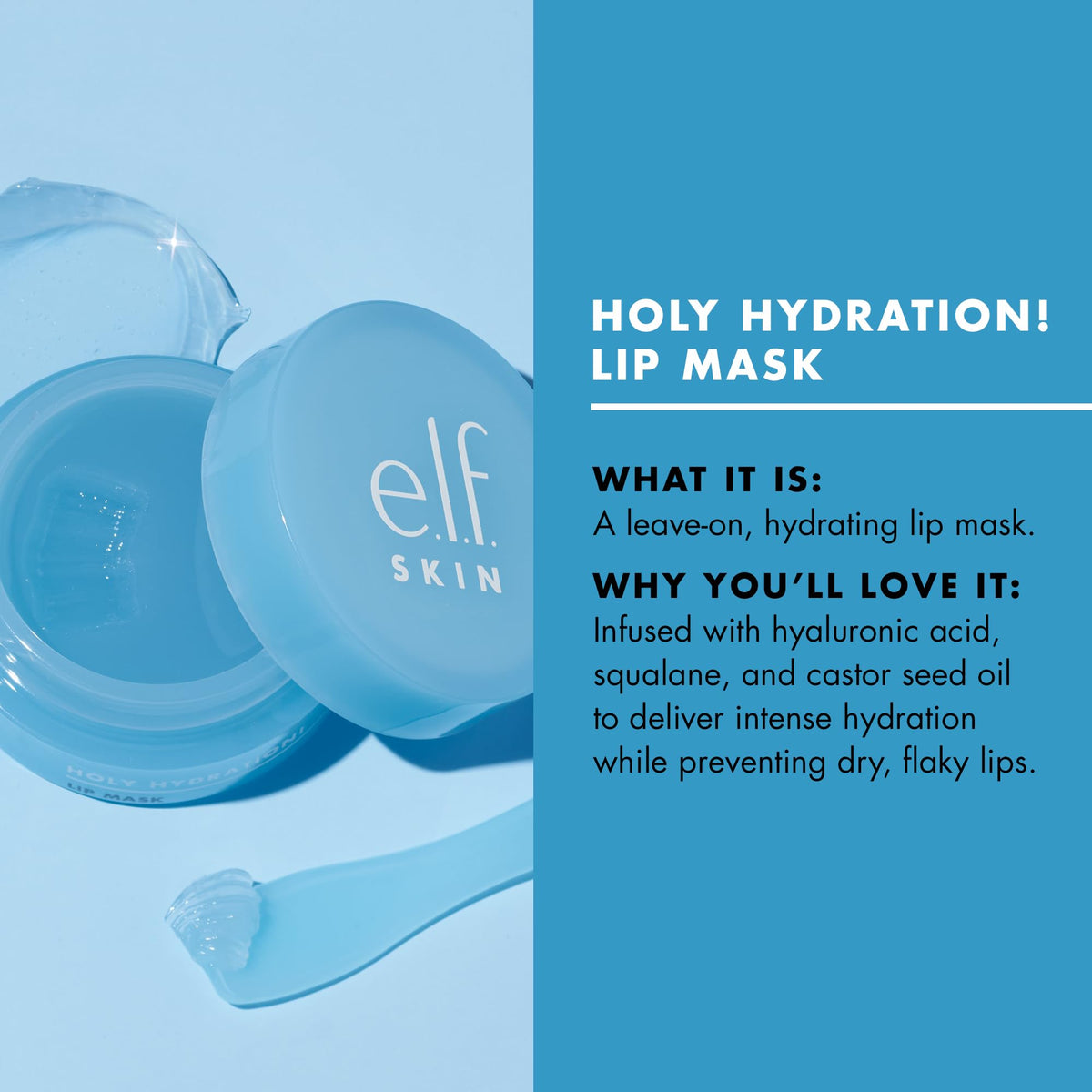 e.l.f. SKIN lip mask open jar top view revealing rich balm ready for application