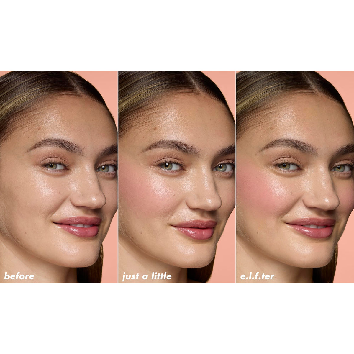 e.l.f. applying cream blush with fingers for quick natural-looking flush
