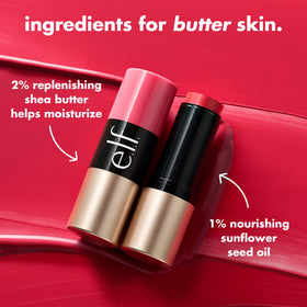 e.l.f. creamy blush swatch on paper showing texture and blendable finish