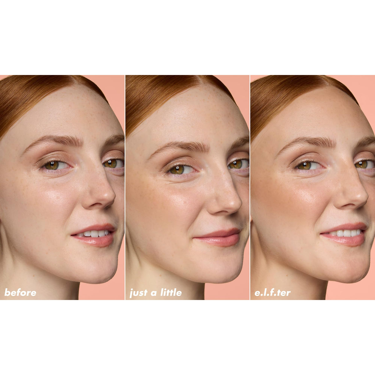 e.l.f. applying bronzer to jawline demonstrating quick sculpting benefit on skin