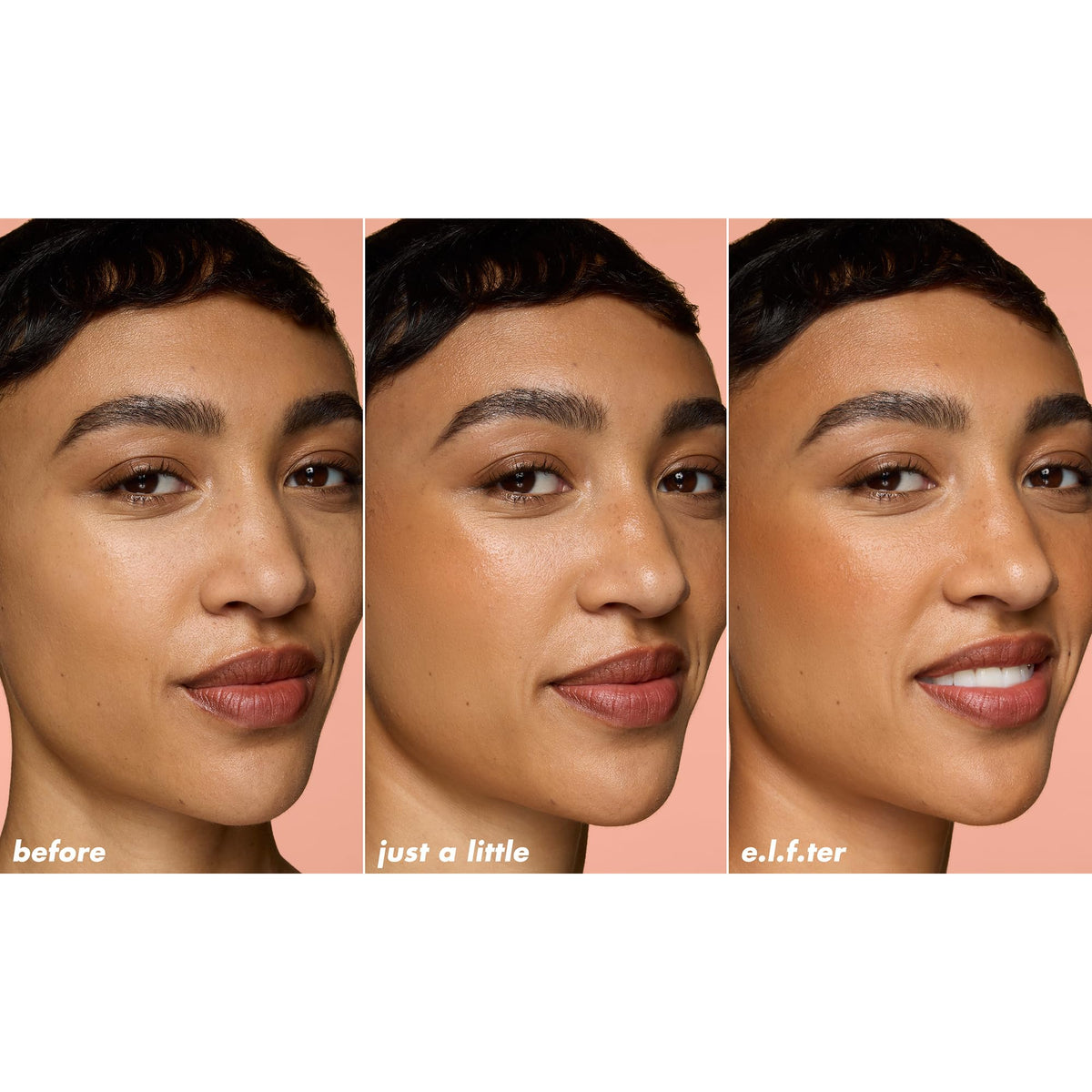 e.l.f. applying stick to cheek shows quick sculpting and warm finish
