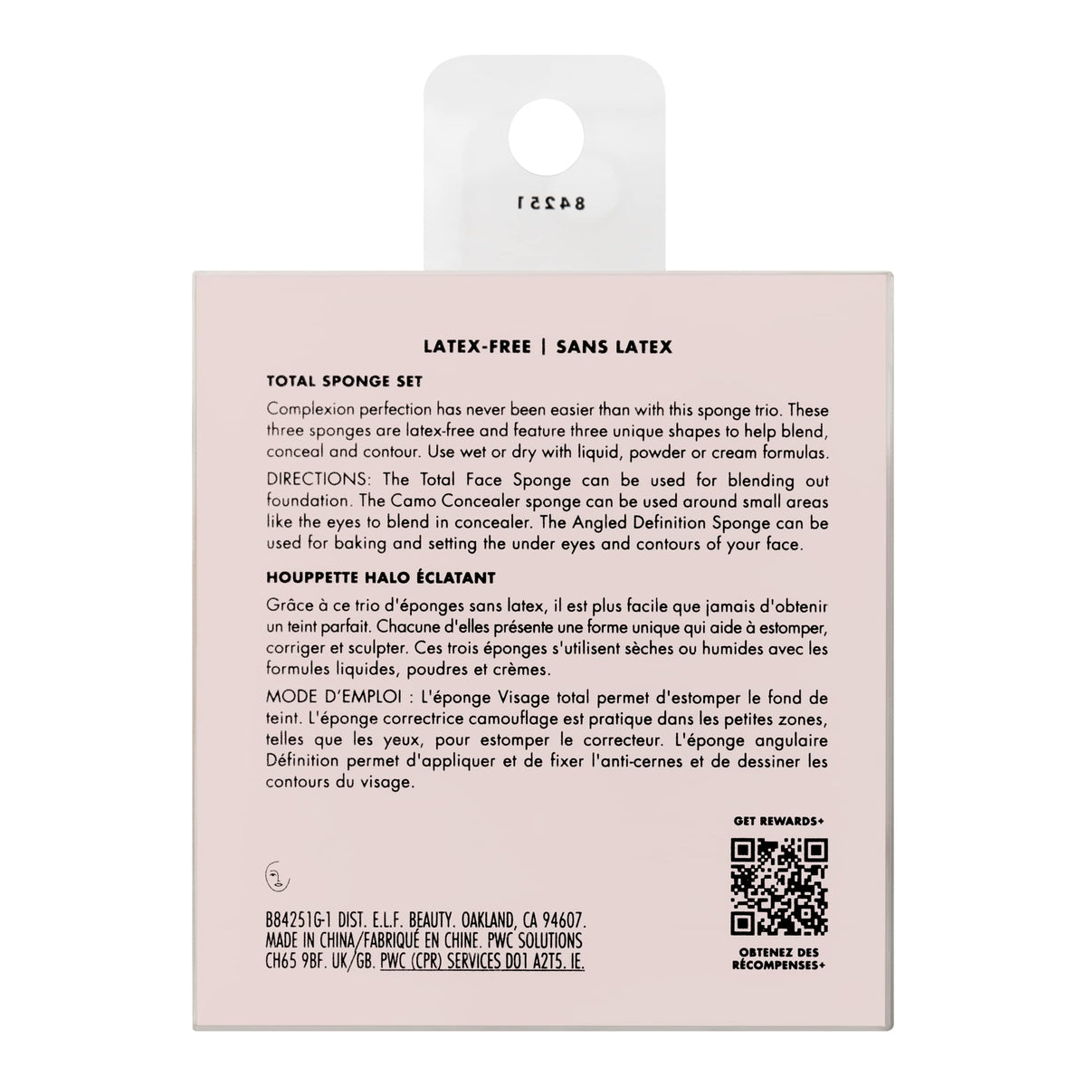 e.l.f. sponge set scale next to hand showing compact size and travel-friendly benefit