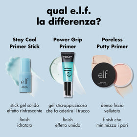 e.l.f. primer stick in a small bag showing portability and convenient touch-up benefit