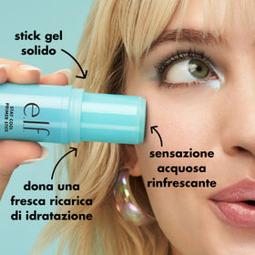 e.l.f. close-up gel texture of primer showing cooling watery finish and smooth application
