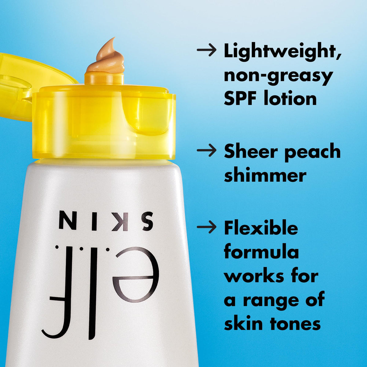 e.l.f. Suntouchable ingredient highlight with hyaluronic acid and squalane benefits