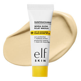 e.l.f. Suntouchable mini front packaging shows SPF and glow benefits