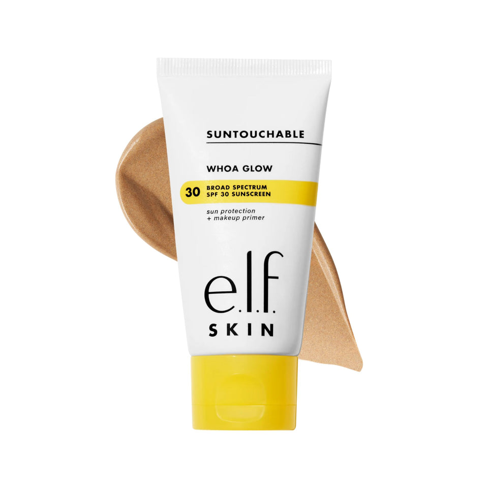 e.l.f. Suntouchable Whoa Glow front packaging showing SPF 30 and benefit