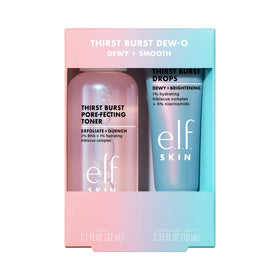 e.l.f. front packaging showing travel-sized toner and serum with convenience benefit