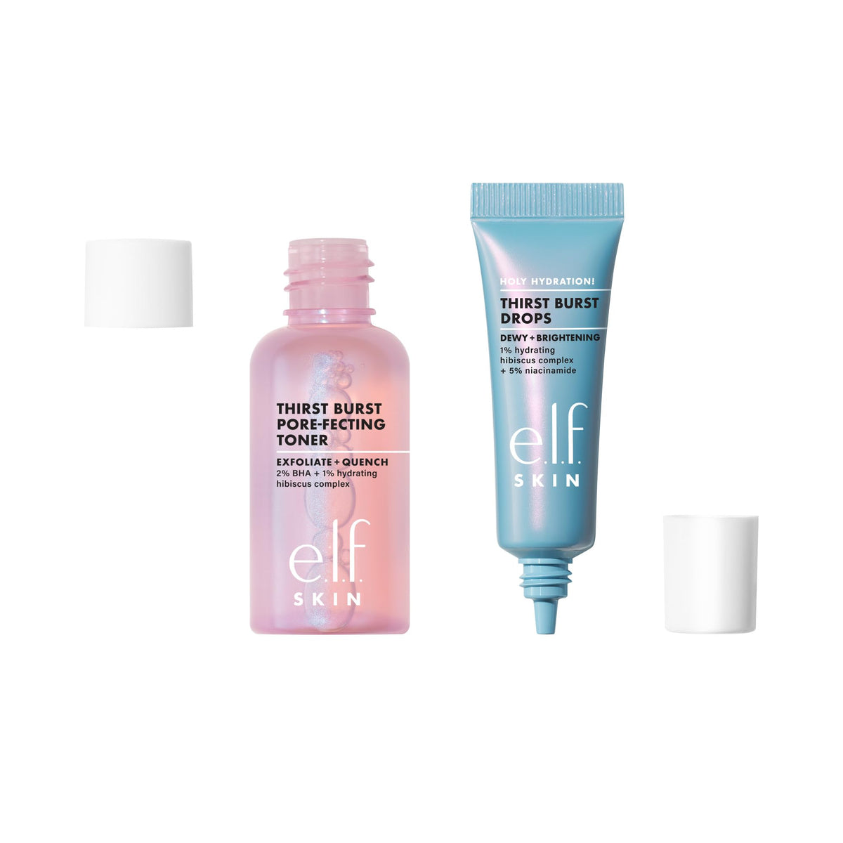 e.l.f. drops blended on skin demonstrating dewy finish and lightweight feel
