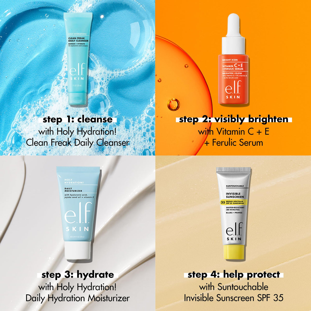 e.l.f. moisturizer pump detail highlighting lightweight hydration for smooth makeup base
