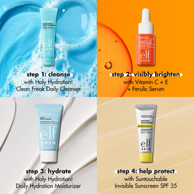 e.l.f. moisturizer pump detail highlighting lightweight hydration for smooth makeup base