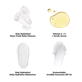 e.l.f. kit laid out with travel bag illustrating easy packing and on-the-go routine