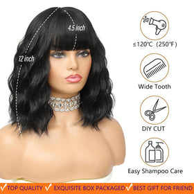 Elfairy back view showing short bob length and even curl shape