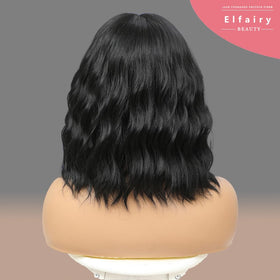 Elfairy wig on stand for storage preserving curls and preventing tangles