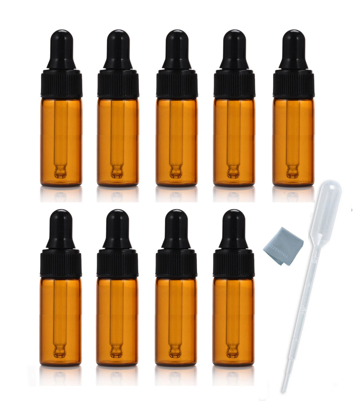 Elfenstall amber bottles front packaging showing ten vials and droppers for safe storage