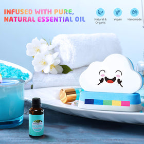 Elfinbay bath bomb fizzing to create rainbow water effect for an entertaining bath