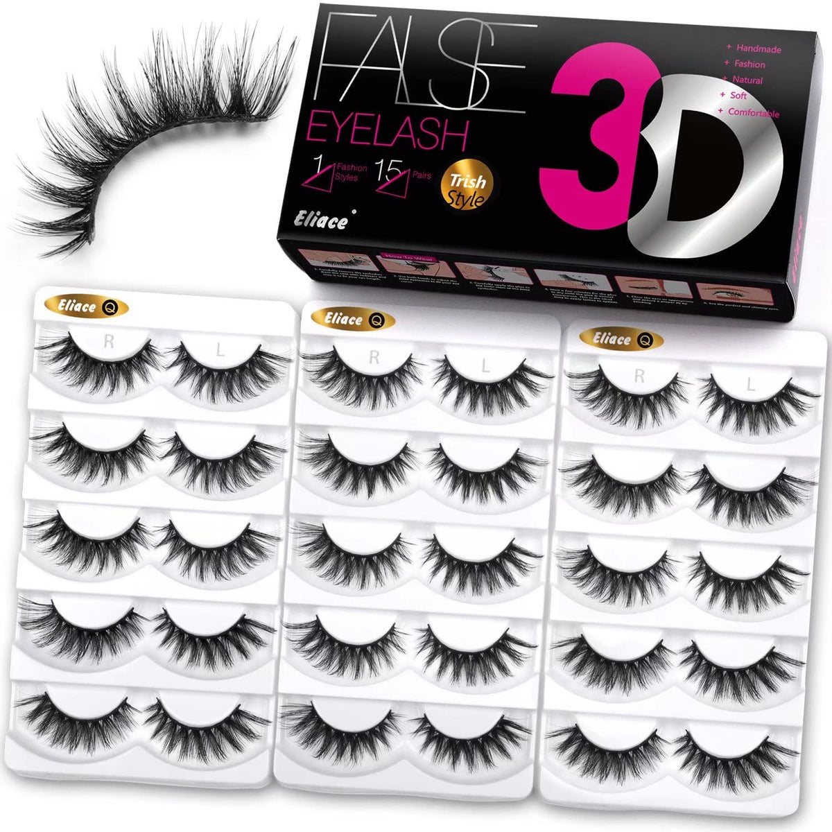 eliace front packaging showing 15-pair pack and branded box benefit easy storage