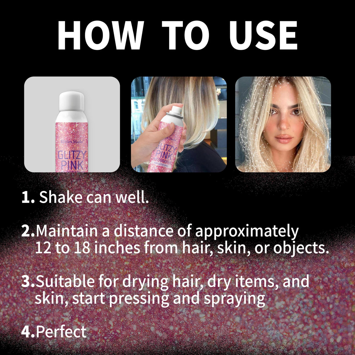 Elitles Made hair before and after glitter adds vibrant sparkle