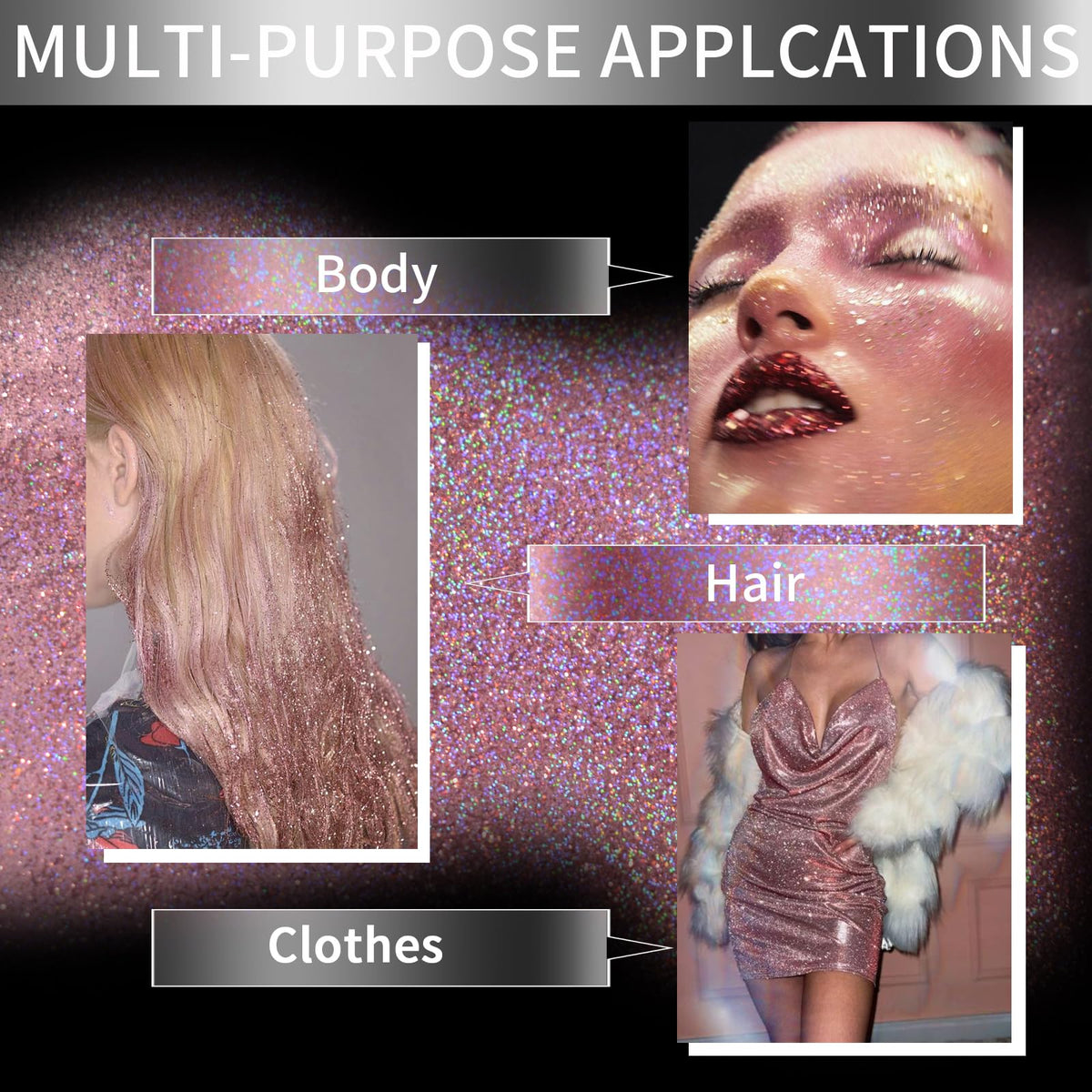Elitles Made holographic pink spray in motion adds visible shimmer