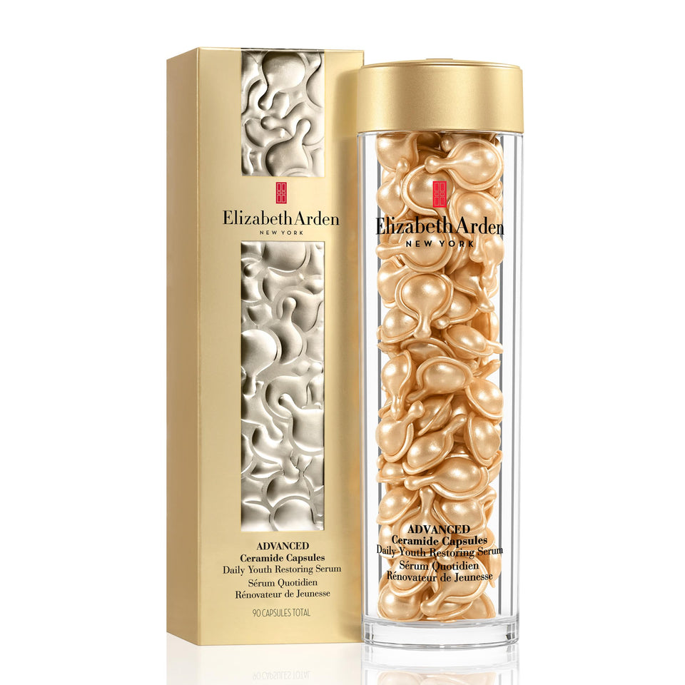 Elizabeth Arden front box and capsules showing travel-friendly single-dose benefit