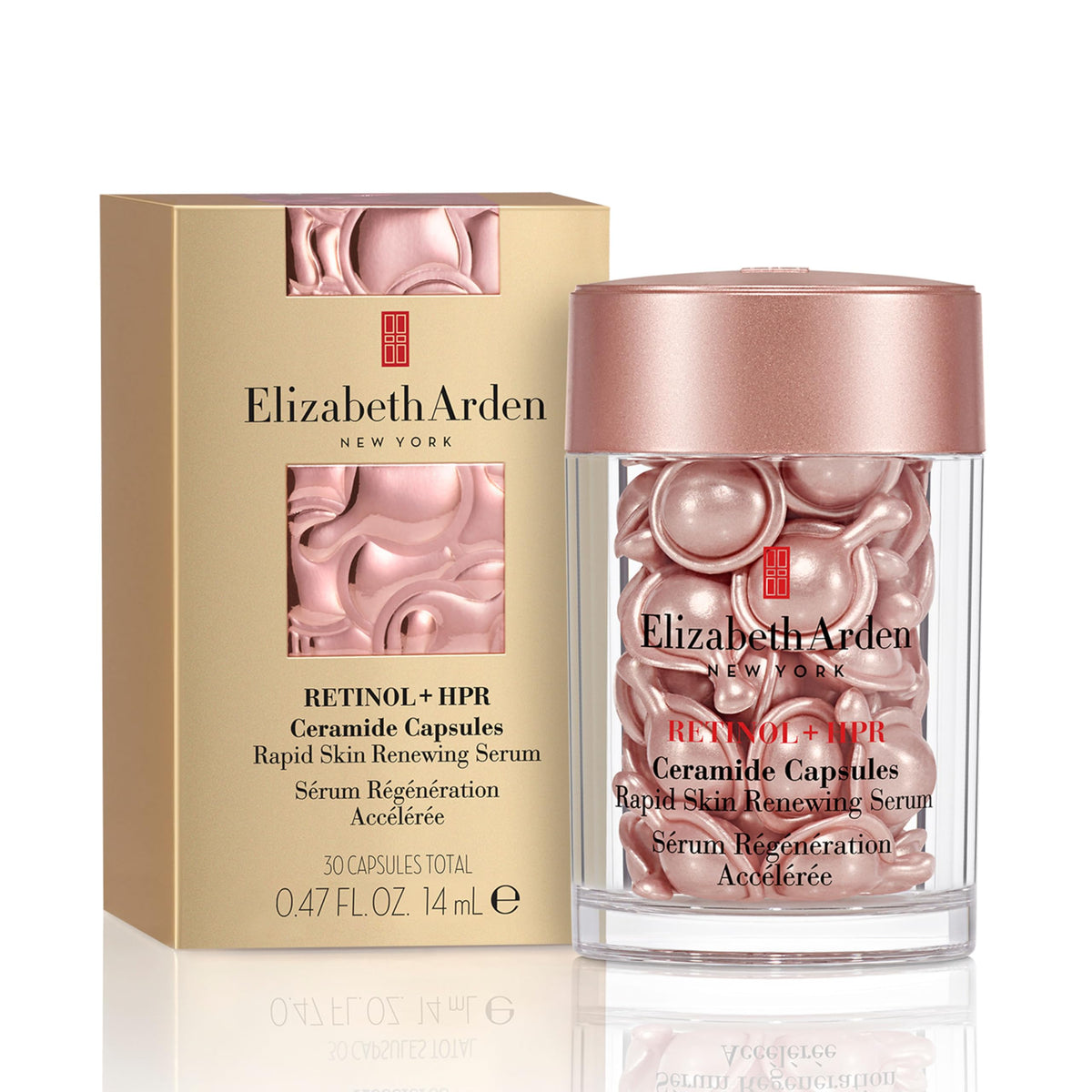 Elizabeth Arden front packaging showing capsules, indicating fresh dosing benefit