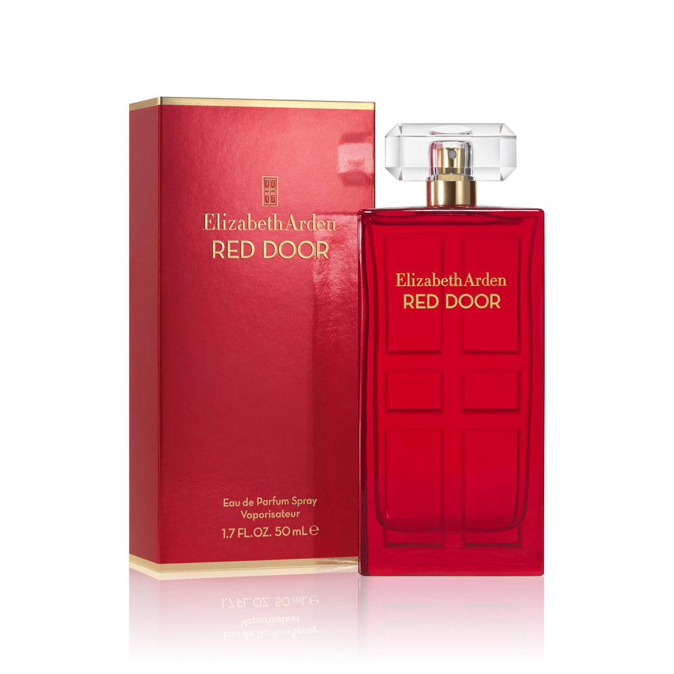 Elizabeth Arden Red Door front view showcasing iconic red-gloss bottle and elegance