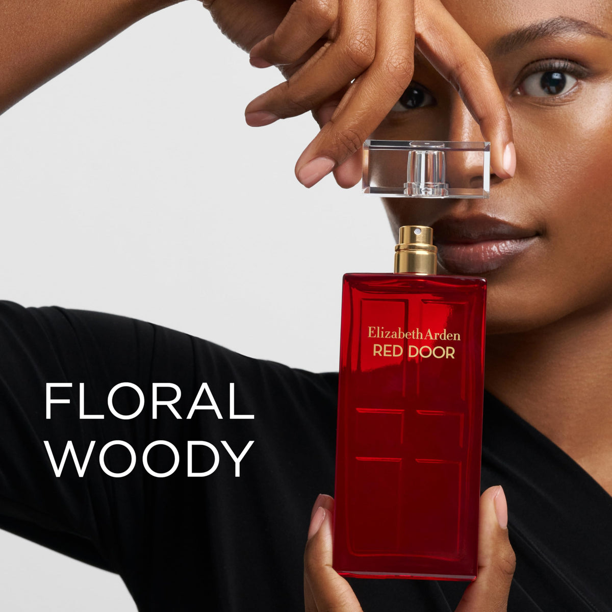 Elizabeth Arden Red Door closeup of glossy red lacquer emphasizing luxurious presentation