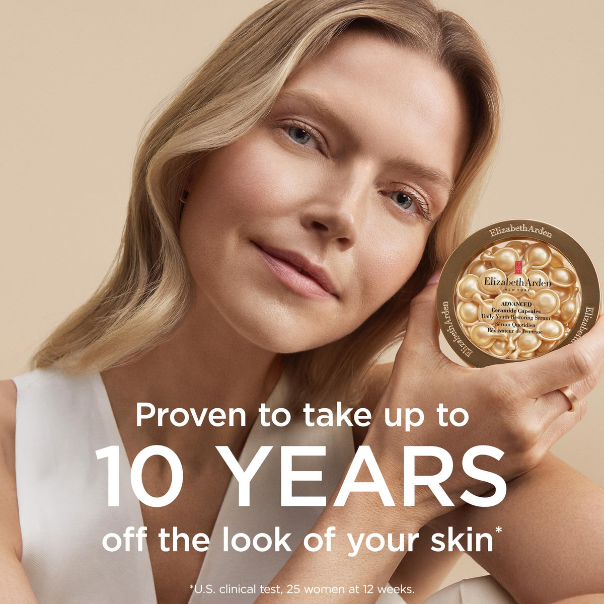 Elizabeth Arden serum texture on hand demonstrating lightweight fast-absorbing feel