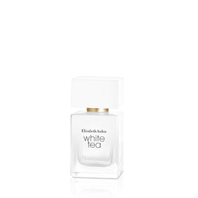 Elizabeth Arden side profile of White Tea bottle highlighting sleek silhouette and portability