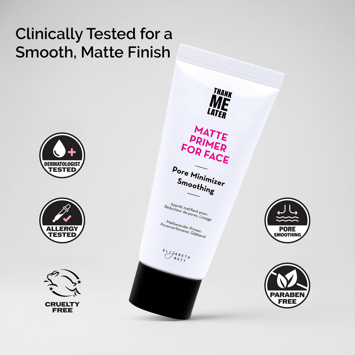 Elizabeth Mott primer swatched on hand demonstrating easy blendability benefit