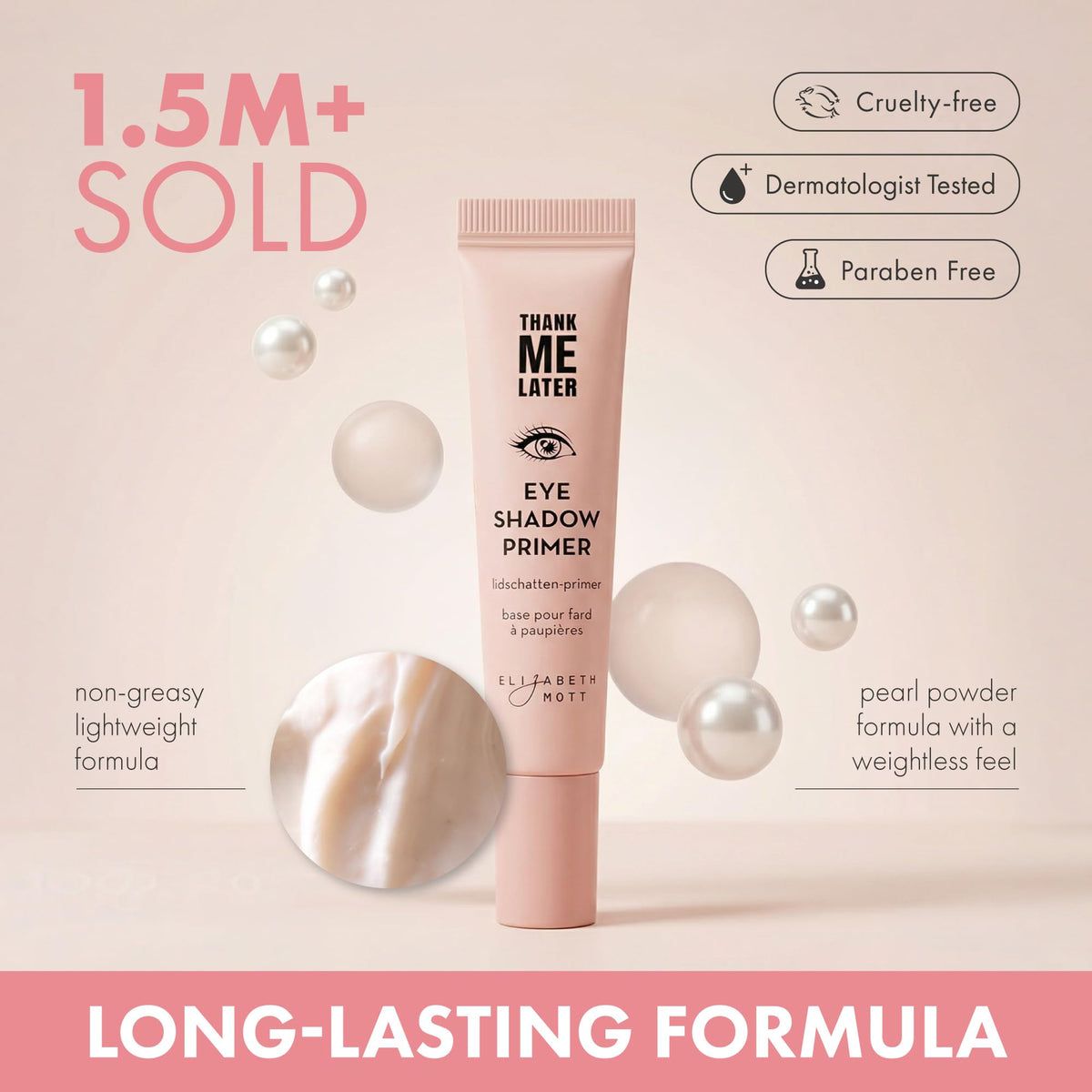 Elizabeth Mott cream on fingertip ready to apply for even lid coverage